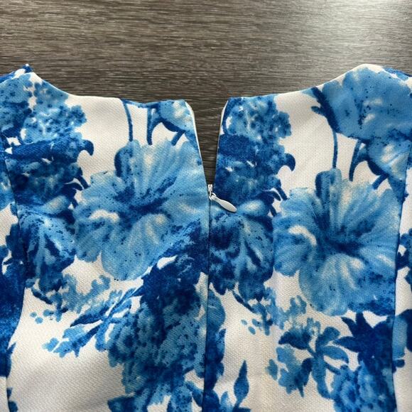 Pure Sugar Blue Floral Fit & Flare Dress Sz Medium Short Sleeve Lined A-Line GUC - Picture 9 of 14